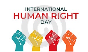 International Human Rights Day. Concept of social diversity. Solidarity fist.