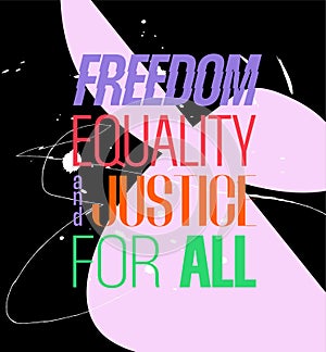 International human rights day theme. Freedom, equality and justice for all. Typography poster with abstract background and
