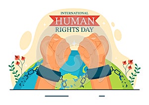 International Human Rights Day Vector Illustration on 10 December with Hand Breaks the Chain