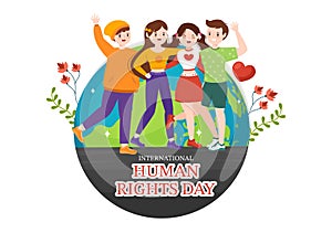 International Human Rights Day Vector Illustration on 10 December with Hand Breaks the Chain