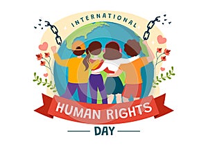 International Human Rights Day Vector Illustration on 10 December with Hand Breaks the Chain