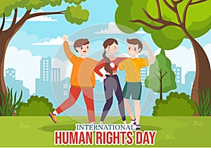 International Human Rights Day Vector Illustration on 10 December with Hand Breaks the Chain