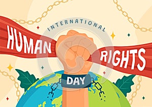 International Human Rights Day Vector Illustration on 10 December with Hand Breaks the Chain