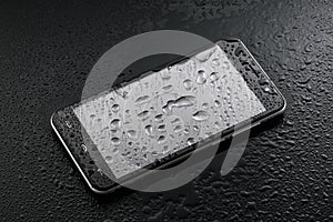 International Ingress Protection Rating - liquid water drops on glass of smartphone