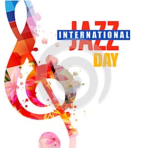 International jazz day inscription with G-clef isolated