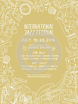 International jazz music contest poster vector template