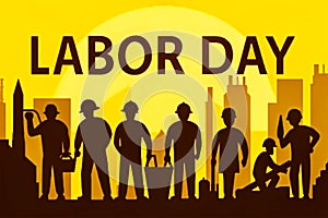 Labor Day is celebrated on the first Monday of May silhouette. photo