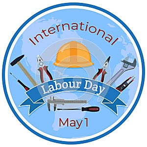 International Labour Day May 1 banner, sign, vector illustration.