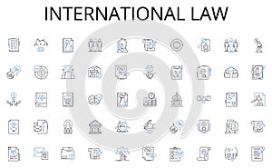 International law line icons collection. Assistance, Helpdesk, Solutions, Service, Maintenance, Repair, Troubleshooting