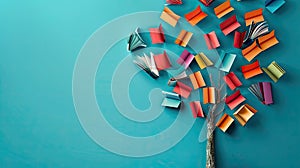 International literacy day concept with tree with books like leaves. ai generated