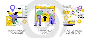 International logistics abstract concept vector illustrations.
