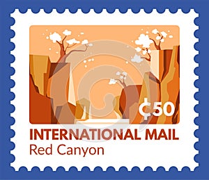 International mail, Red Canyon postmark with price