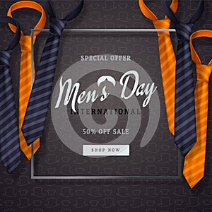 International men`s day or Father`s Day vector greeting card.