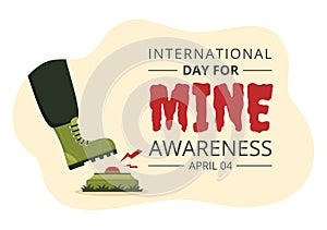 International Mine Awareness Day on April 04 Illustration with Do Not Step on Landmines for Web Banner in Flat Cartoon Hand Drawn