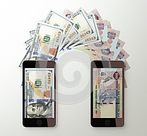 International mobile money transfer, Dollar to Emirati dirham