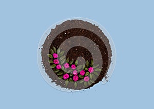 International mother earth day concept. Abstract circle made of soil, as a symbol of the planet Earth