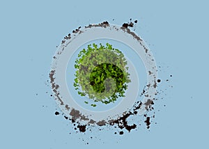 International mother earth day concept. Abstract circle made of soil, as a symbol of the planet Earth.