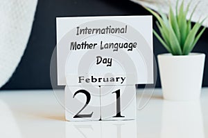 International Mother Language Day of winter month calendar 21 twenty first february