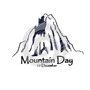 International mountain day, December 11,extreme mountains rock landscape silhouette nature outdoor vector with hand drawn
