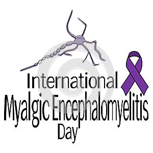 International Myalgic Encephalomyelitis Day, Schematic representation of neurons, a thematic ribbon and an inscription for a photo