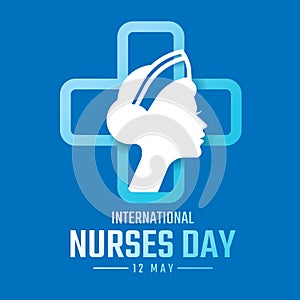 International nurses day - White head woman nurse on line blue cross symbol on blue background vector design