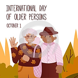International older persons day, held on 1 October. vector illustration. Can be used to create promotional materials