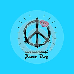 International Peace Day Emblem with Hippie Symbol