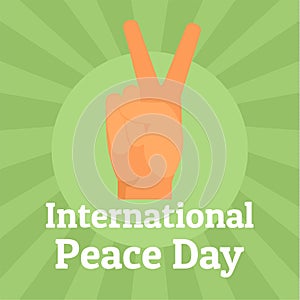 International peace day hand sign background, flat style