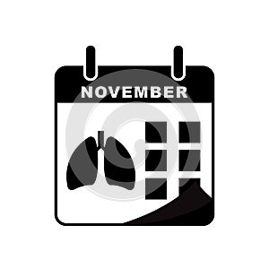 International pneumonia day icon with Lungs and hand icon.