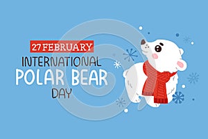 International Polar bear Day with cute cartoon baby polar bear