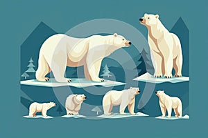 International Polar Bear Day.Set of polar bears