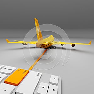 International post mail express avia air delivery service. Concept of one click delivery. 3d illustration.