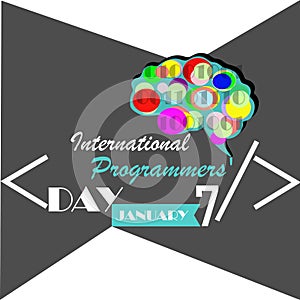 International Programmers` Day illustration. Day of the Programmer Communities. Programming icons. Software symbol collection. Int
