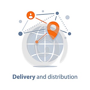 International shipment, global delivery and distribution, travel arrangements