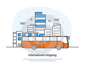 International shipping, importing and exporting goods between countries. Passenger transportation and freight moving via ocean,