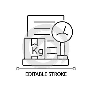 International shipping packing list kg linear icon
