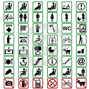 International signs used in tranportation means photo