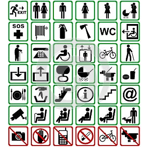 International signs used in transportation means photo