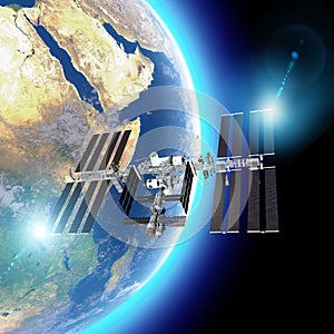 The International Space Station ISS is a space station, or a habitable artificial satellite, in low Earth orbit. Satellite view