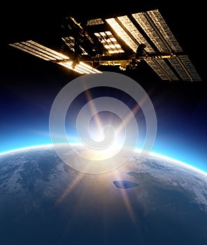 The International Space Station (ISS) is a space station, in low Earth orbit.