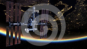 The International Space Station in orbit around Earth.Elements of this image furnished by NASA