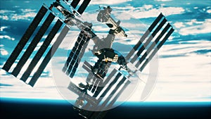 International space station on orbit of Earth planet Elements furnished by NASA