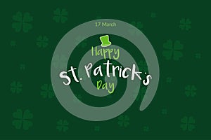 International St. Patrick`s Day card. Clover leaves with coins on dark green background for greeting holiday design