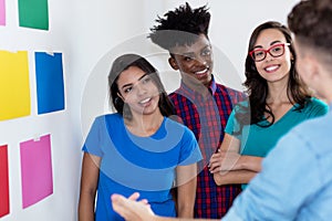 International students collaborating on project