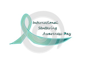 International stutter day emblem with blue ribbon photo