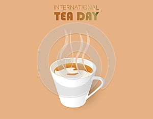 International Tea Day with Cup and Pot observed on 21 May