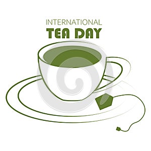 International Tea Day with Cup and Pot observed on 21 May