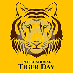 International Tiger day. Tiger`s head vector color illustration. July 29