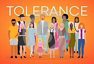 International tolerance poster vector template. Unity in diversity. Brochure, cover, booklet page concept design with flat