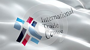 International Trade Centre flag video. National 3d ITC logo Slow Motion video. International Trade Centre Flag Blowing Close Up. I